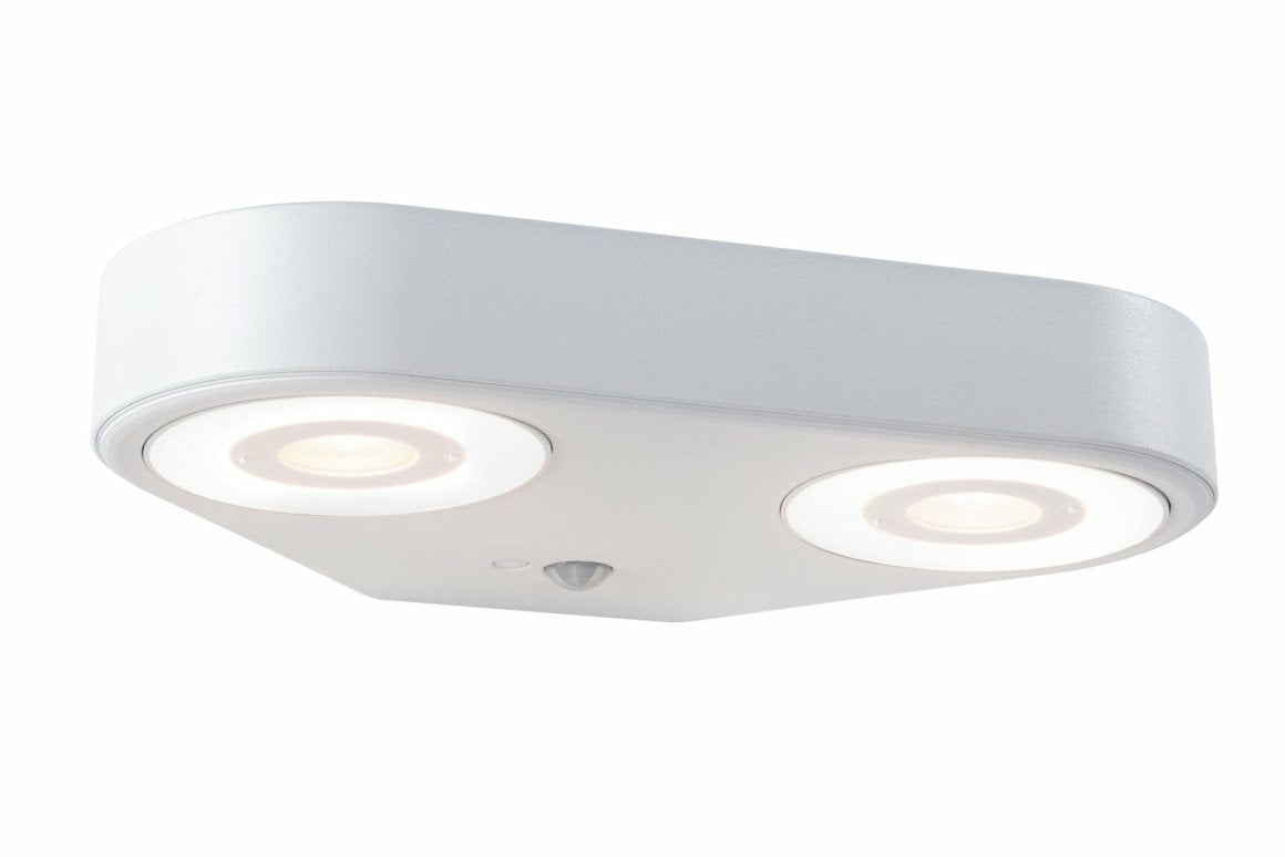 Paulmann Aussenwandleuchte – 8 W, Warmweiss, 3000 K, IP44, Netzbetrieb, mit Bewegungsmelder, Weiss, Aluminium