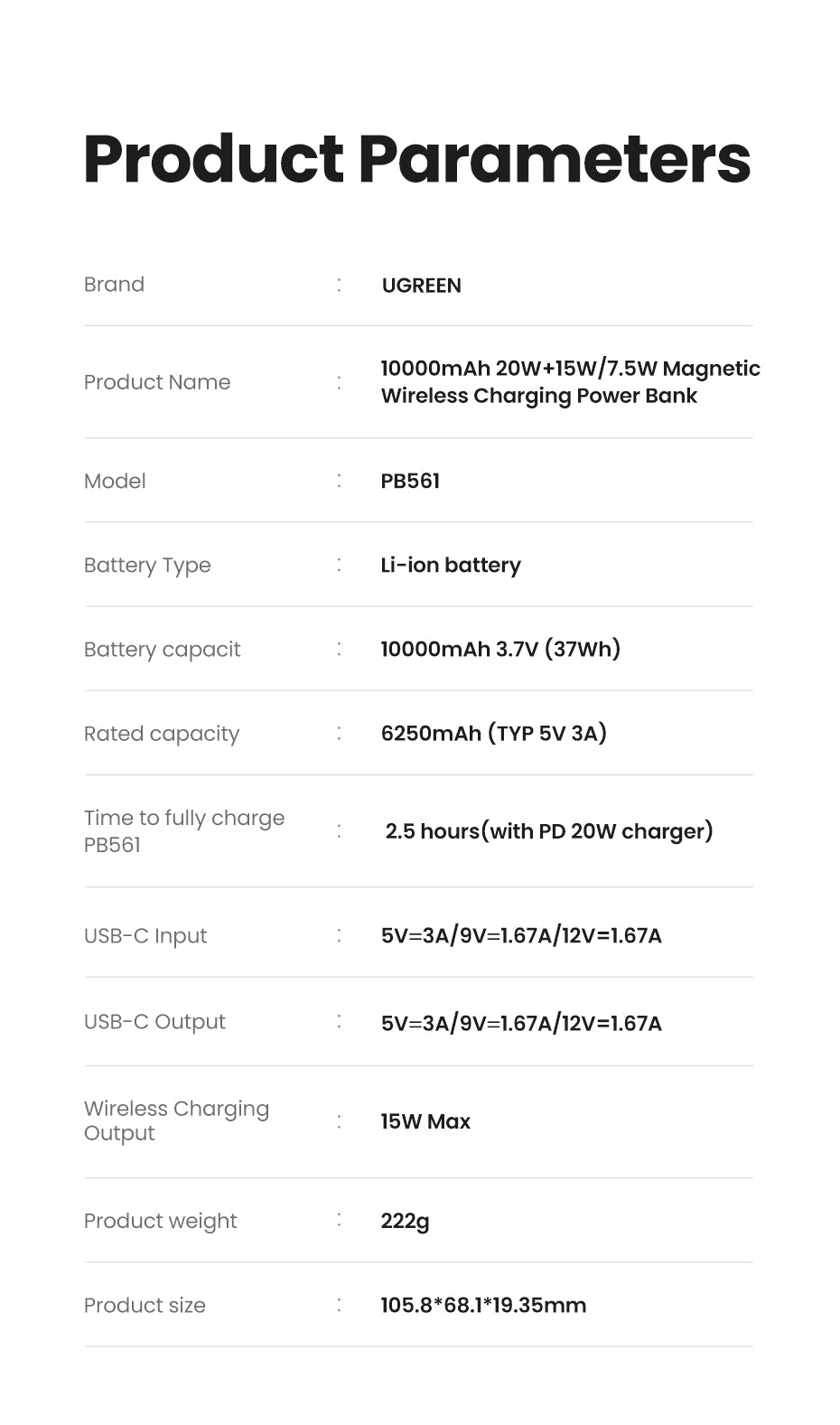 Ugreen MagSafe Powerbank 10'000 mAh – 20 W PD, MagSafe 7,5 W, 1× USB-C, beige, für iPhone 12–15