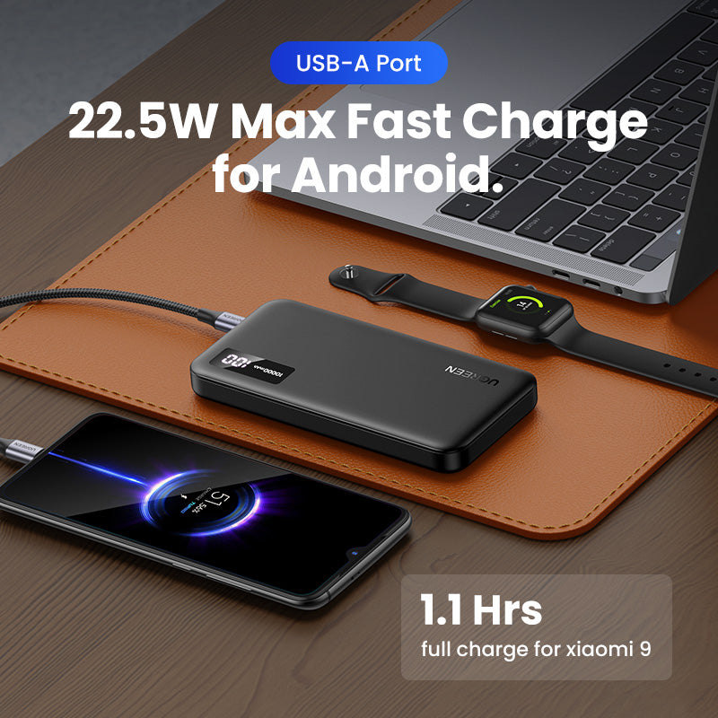 Ugreen 25742 Powerbank 10'000 mAh – 20 W PD, 1× USB-C, 1× USB-A, schwarz
