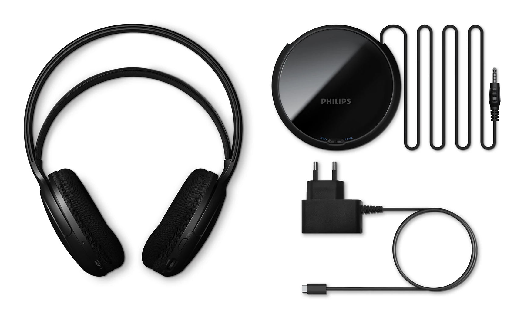 Philips SHC5200M2/12 – Over-Ear Kopfhörer – 2,4 GHz, Basis-Ladestation – Schwarz, für TV – bis 30 h