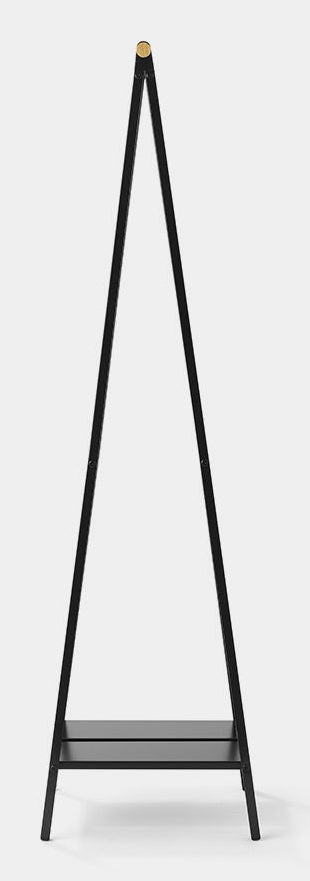 Brabantia Garderobenständer – mit Schuhhalter, Stahl/Holz, Schwarz, 34 × 47,6 × 170 cm