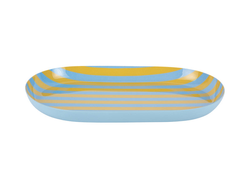 present time Serviertablett Animado – 15 × 25 × 2,5 cm, Eisen, Gelb/Blau