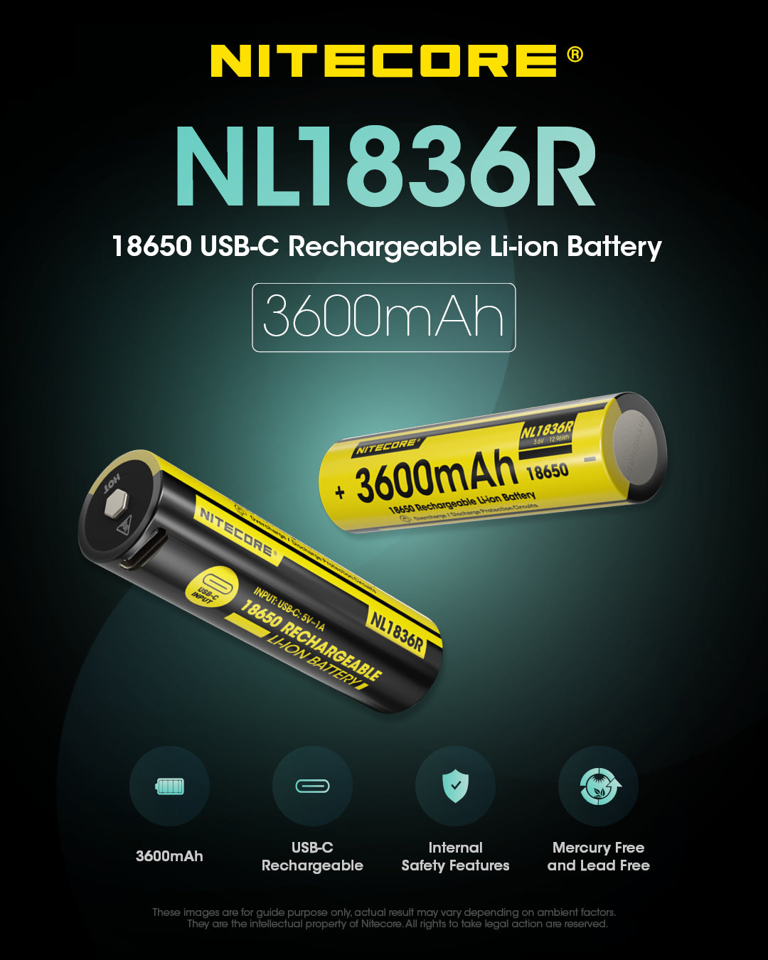 Nitecore 18650 Akku, Li-Ion, 3600 mAh, 3,6 V – 1 Stk.