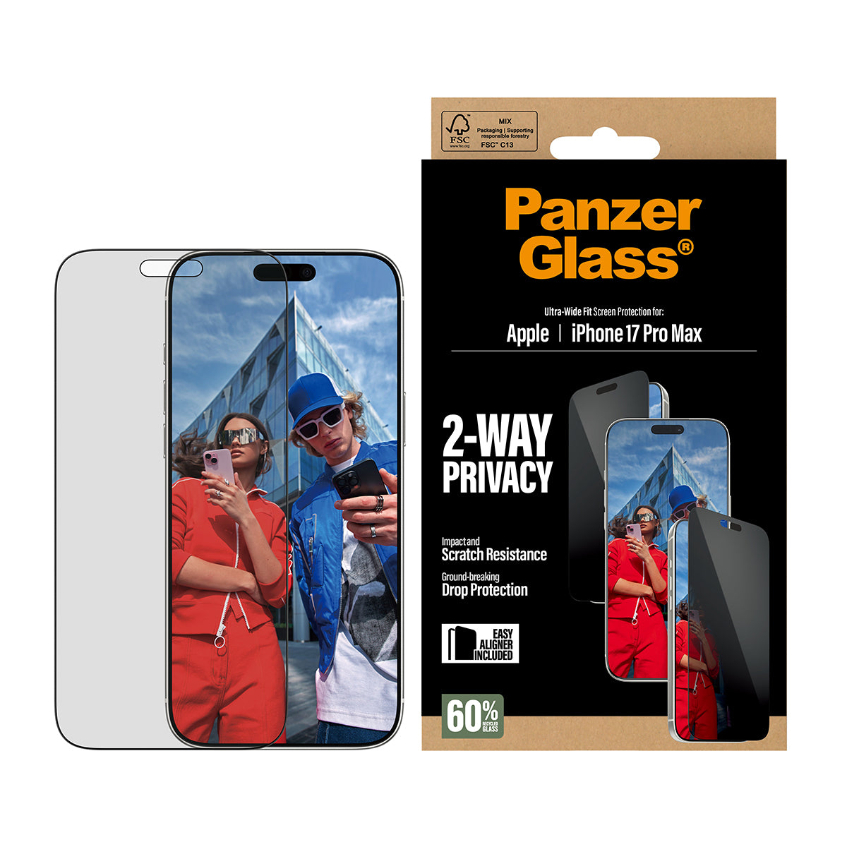 PanzerGlass Privacy-Folie – für Apple iPhone 17 Pro Max – kratzfest
