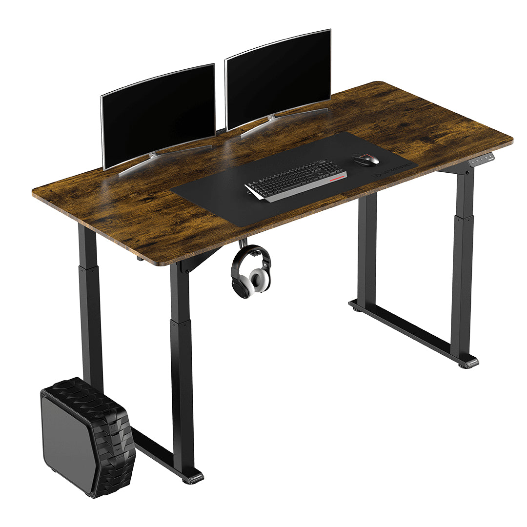 Ultradesk Uplift Gaming-Tisch – 160 × 75 cm, höhenverstellbar, schwarz/braun, Stahl