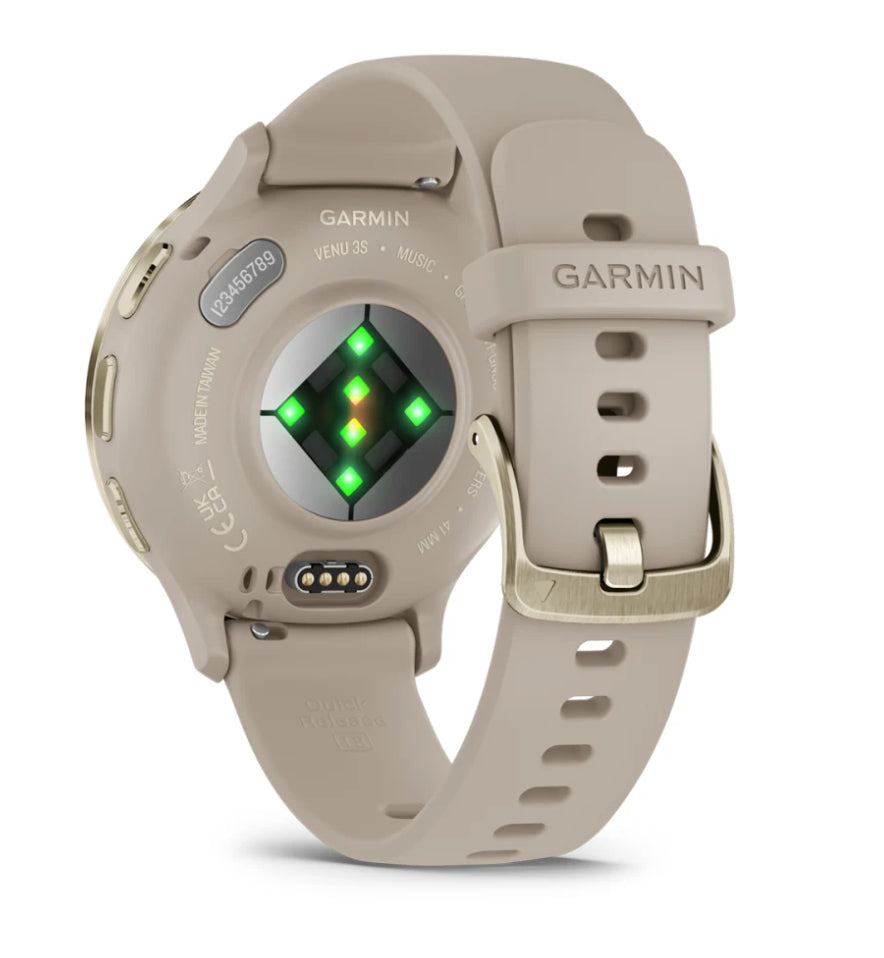 Garmin Venu 3S – Smartwatch – 41 mm, 1,2", GPS, WLAN, AMOLED, Gorilla Glass, 5 ATM, French Gray/Softgold