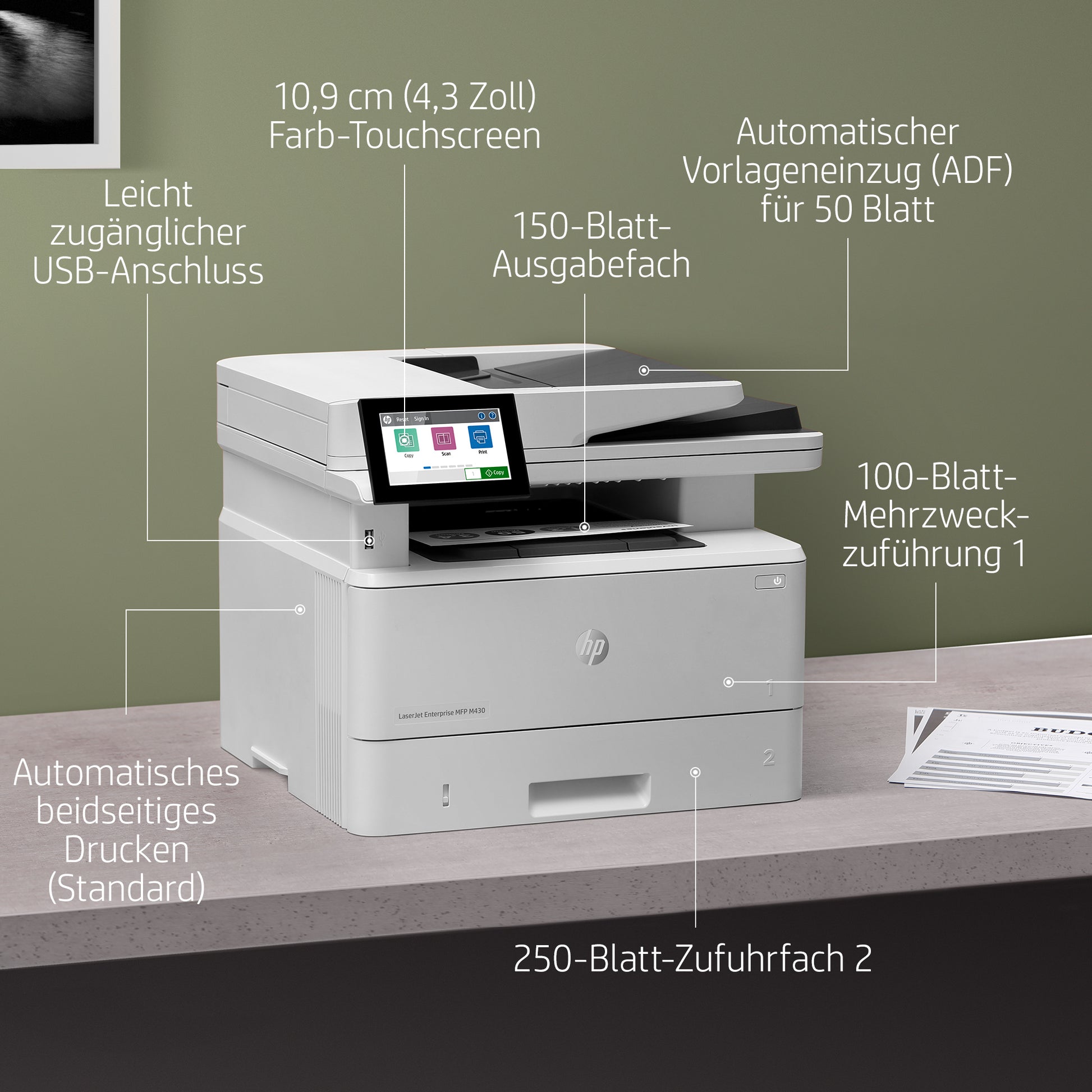 HP ENTERPRISE M430F – S/W Laser-MFP, 4-in-1