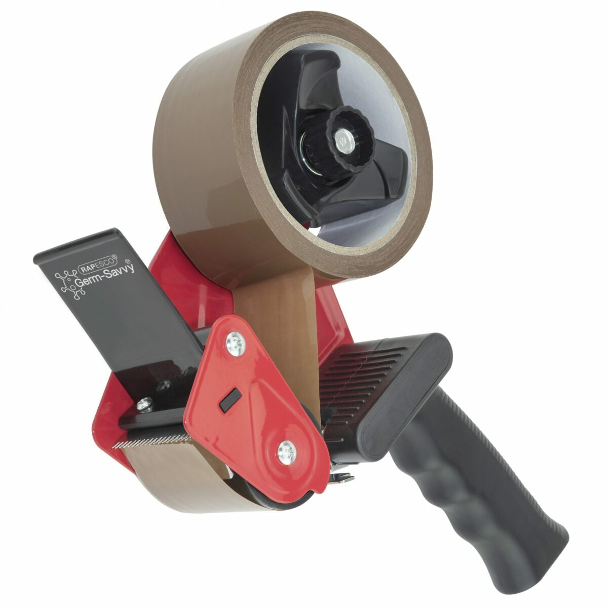 Rapesco Verpackungsbandabroller – für Verpackungsband bis 50 mm × 66 m, inkl. 1 Rolle Braun 50 mm × 60 m