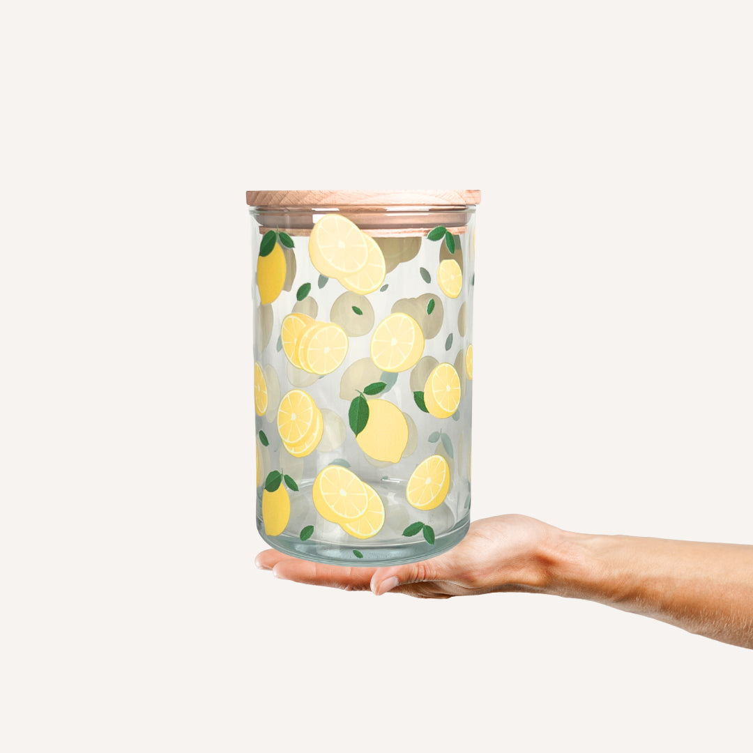 Wunderle Vorratsdose 880 ml, Ø 10 × 16 cm, Glas, Buche-Deckel