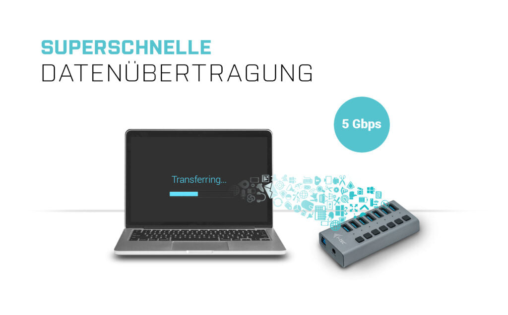 i-tec Ladegerät – 36 W, 7× USB-A, mit externem Netzteil – für Tablets, Notebooks, Ultrabooks und mehr