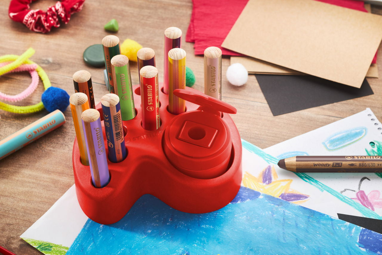 STABILO 3-in-1 Farbstifte woody – 15 Farben, mit Spitzer, Ø 4,2 mm, PEFC
