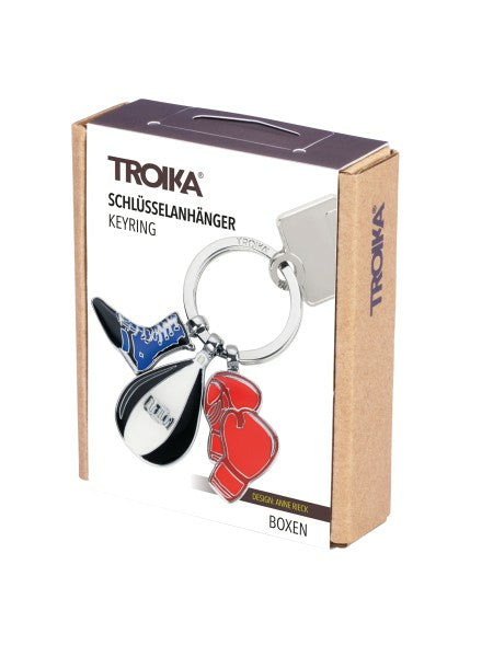 TROIKA Schlüsselanhänger Boxen – 3 Anhänger, Metall, Mehrfarbig
