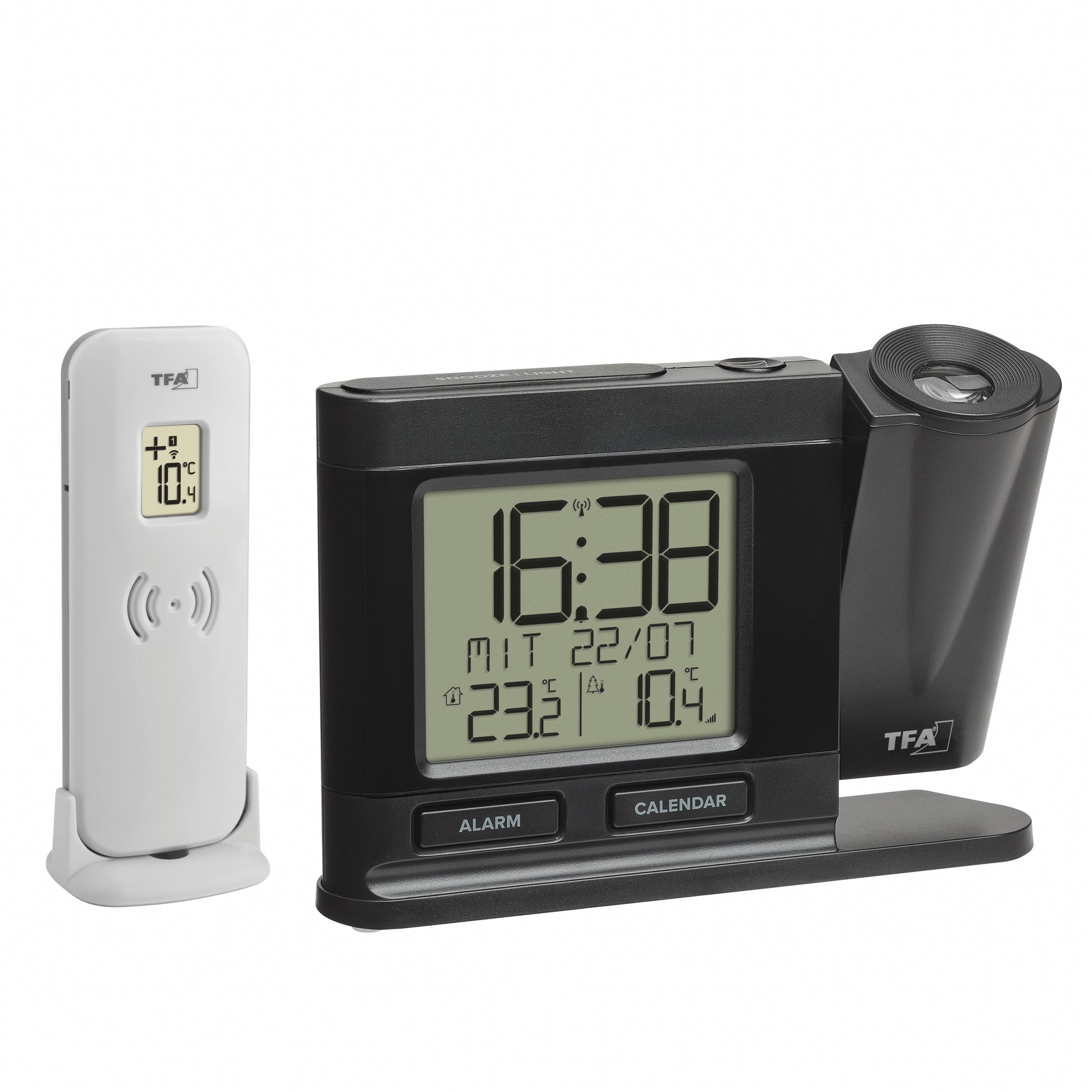 TFA-Dostmann TFA Dostmann 60.5018 Projektionswecker – Funk, Thermometer, 14,9 × 10,4 × 3,8 cm, Schwarz