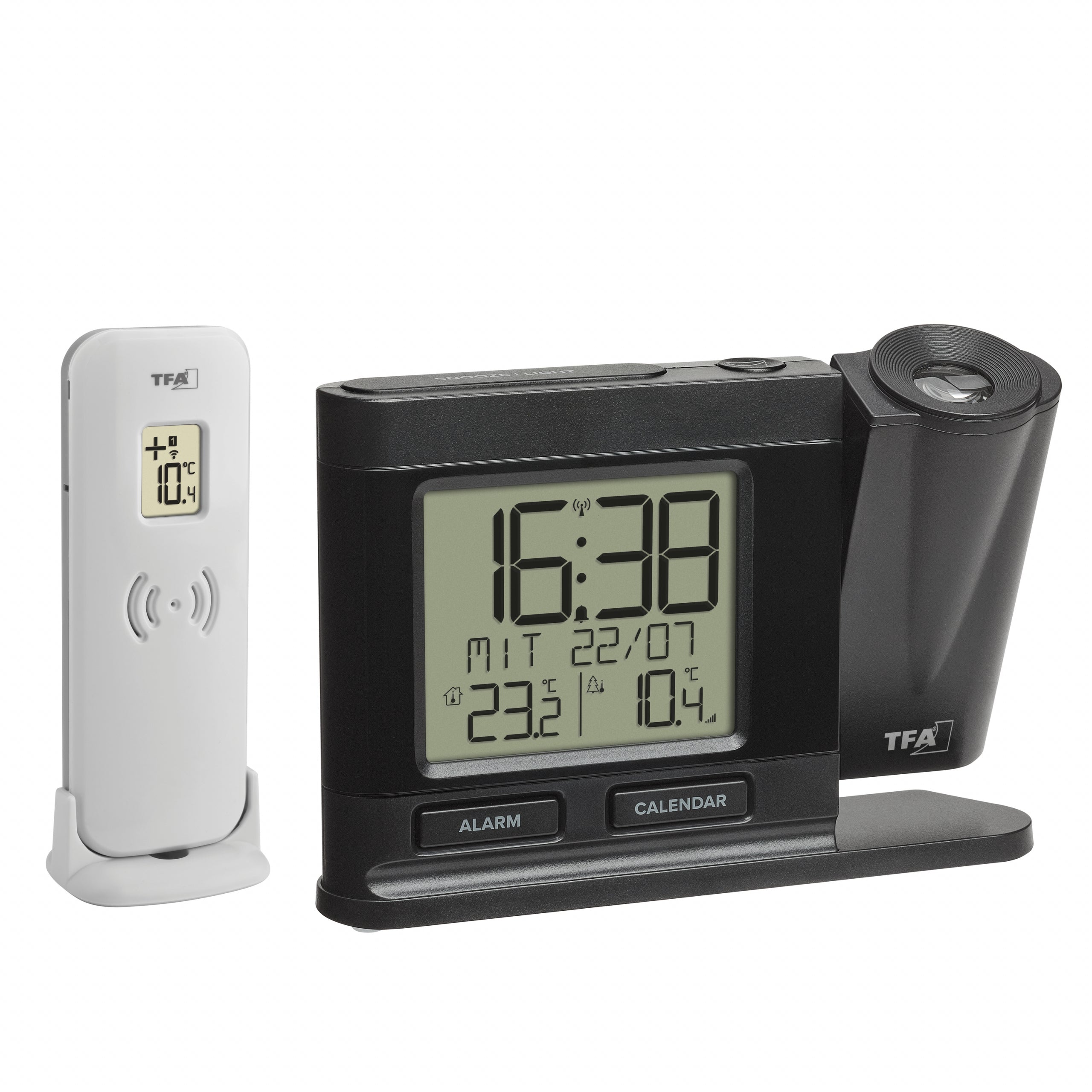 TFA-Dostmann TFA Dostmann 60.5018 Projektionswecker – Funk, Thermometer, 14,9 × 10,4 × 3,8 cm, Schwarz