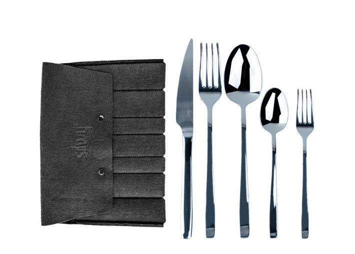 Silwy Lunchbox-Besteck – 5-teilig, 22 cm, Edelstahl, mit Tragetasche, spülmaschinenfest