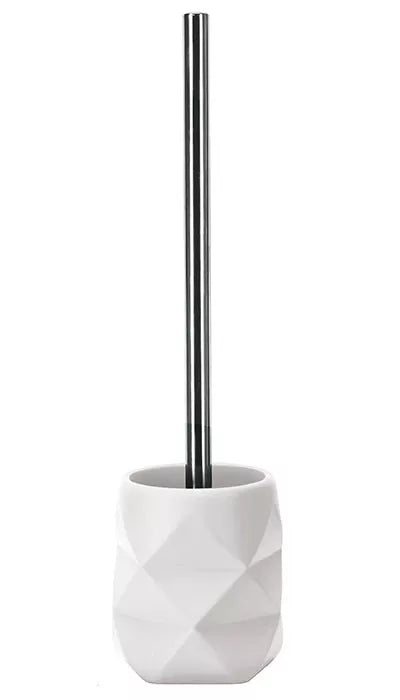 Kleine Wolke Crackle – WC-Bürstenset – Polyresin, Weiss, H 39 cm, Ø 10,6 cm