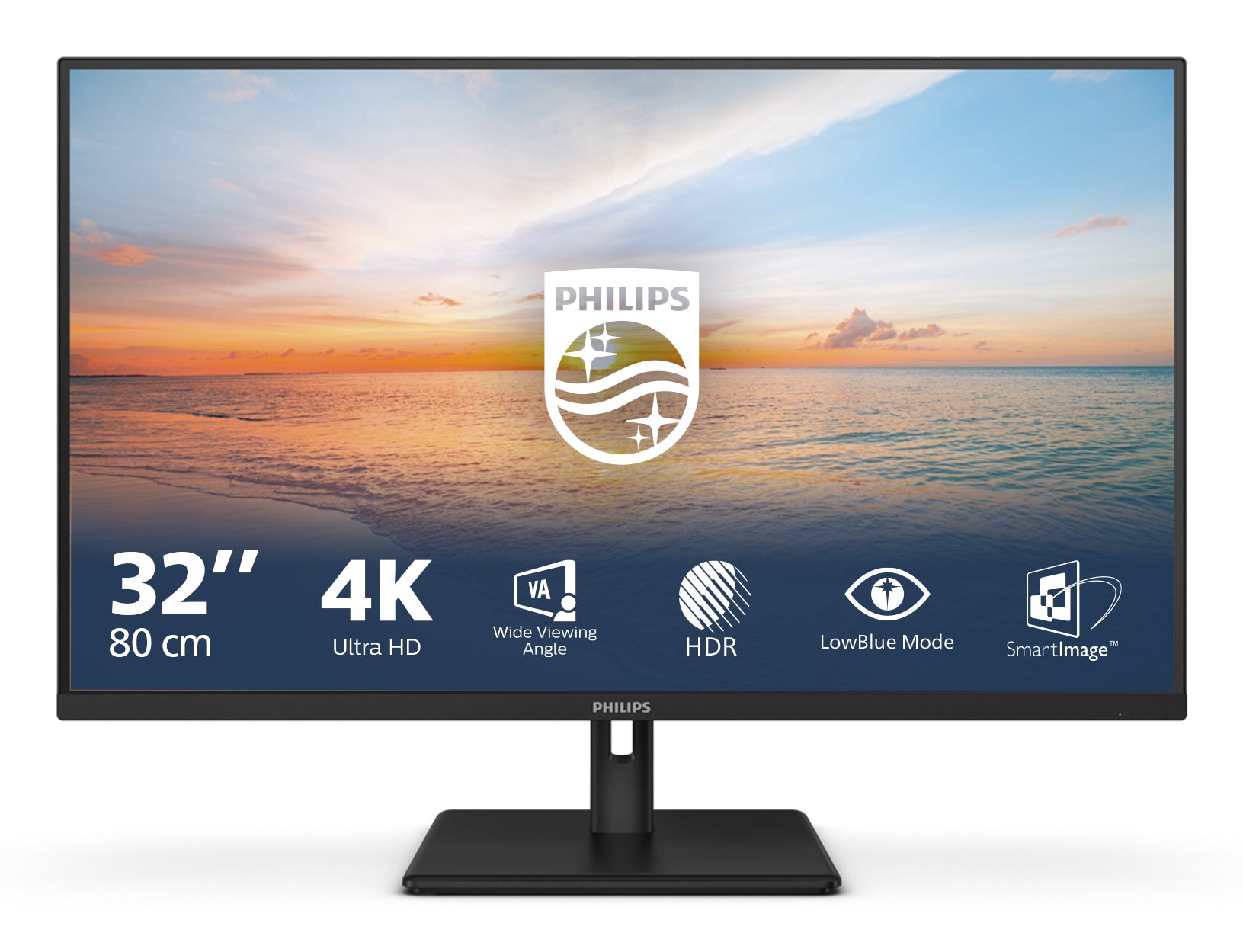 Philips 32E1N1800LA/00 – Monitor, 32" 3840 × 2160 (UHD 4K), VA, 60 Hz, 300 cd/m², VESA 100 × 100, Schwarz
