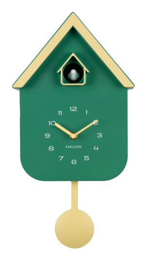 Karlsson Dupla Color Kuckucksuhr – Analog, 21,5 × 41 × 8,5 cm, grün, Kunststoff