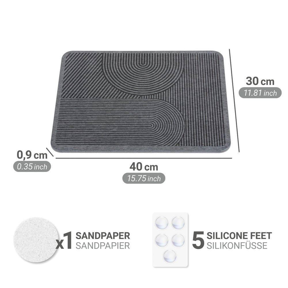Wenko – Abtropfmatte 40 × 30 × 0,9 cm, Silikon, Grau