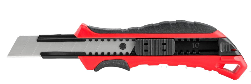 Laserliner CK302 – Abbrechmesser 18 mm, einziehbar, mit Sperre, Kunststoff (ABS, TPR), rot, inkl. 5 Klingen