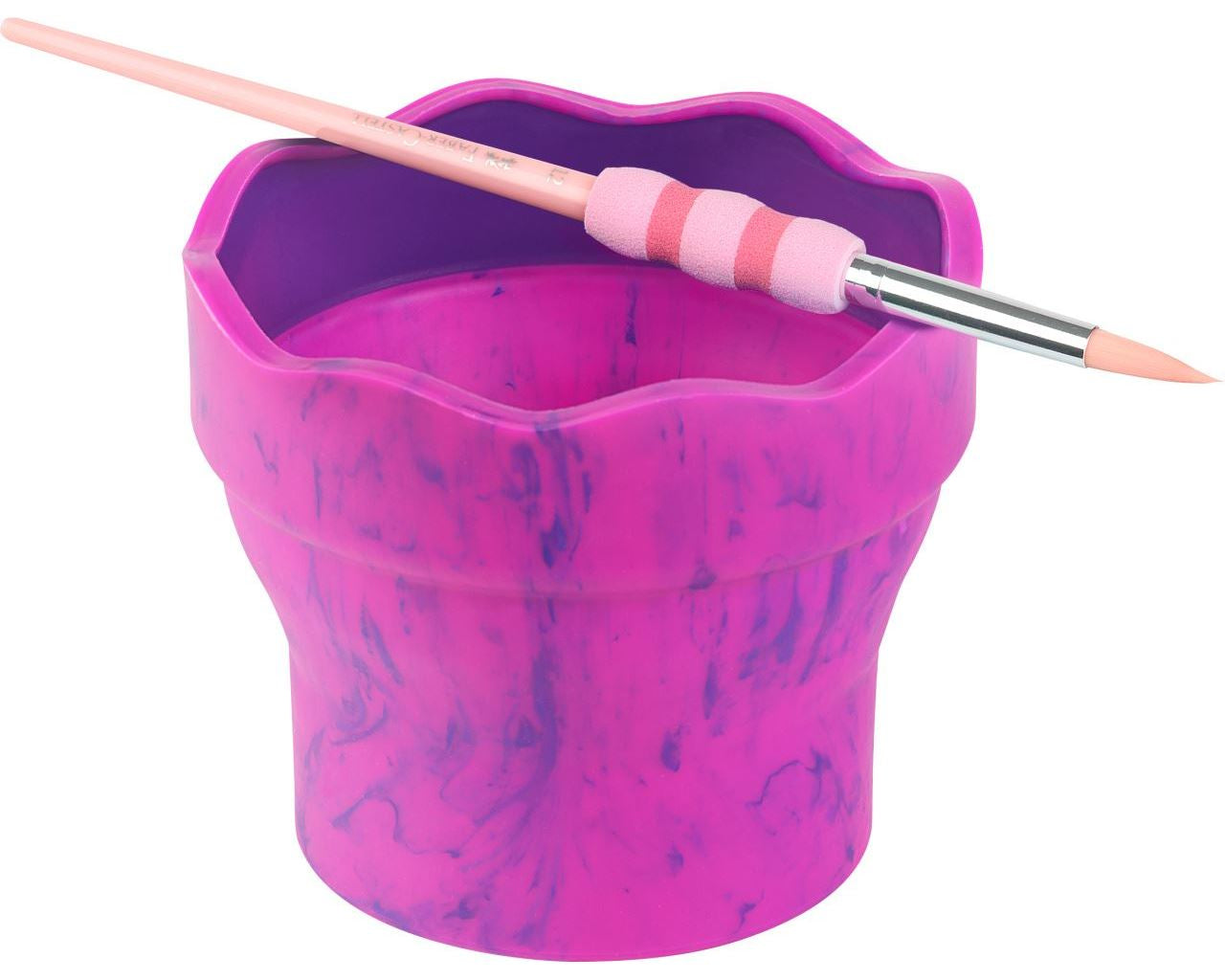 Faber-Castell Clic&Go 181527 – Wasserbecher, robustes, rutschfestes Material, pink, 1 Stück, für Pinsel