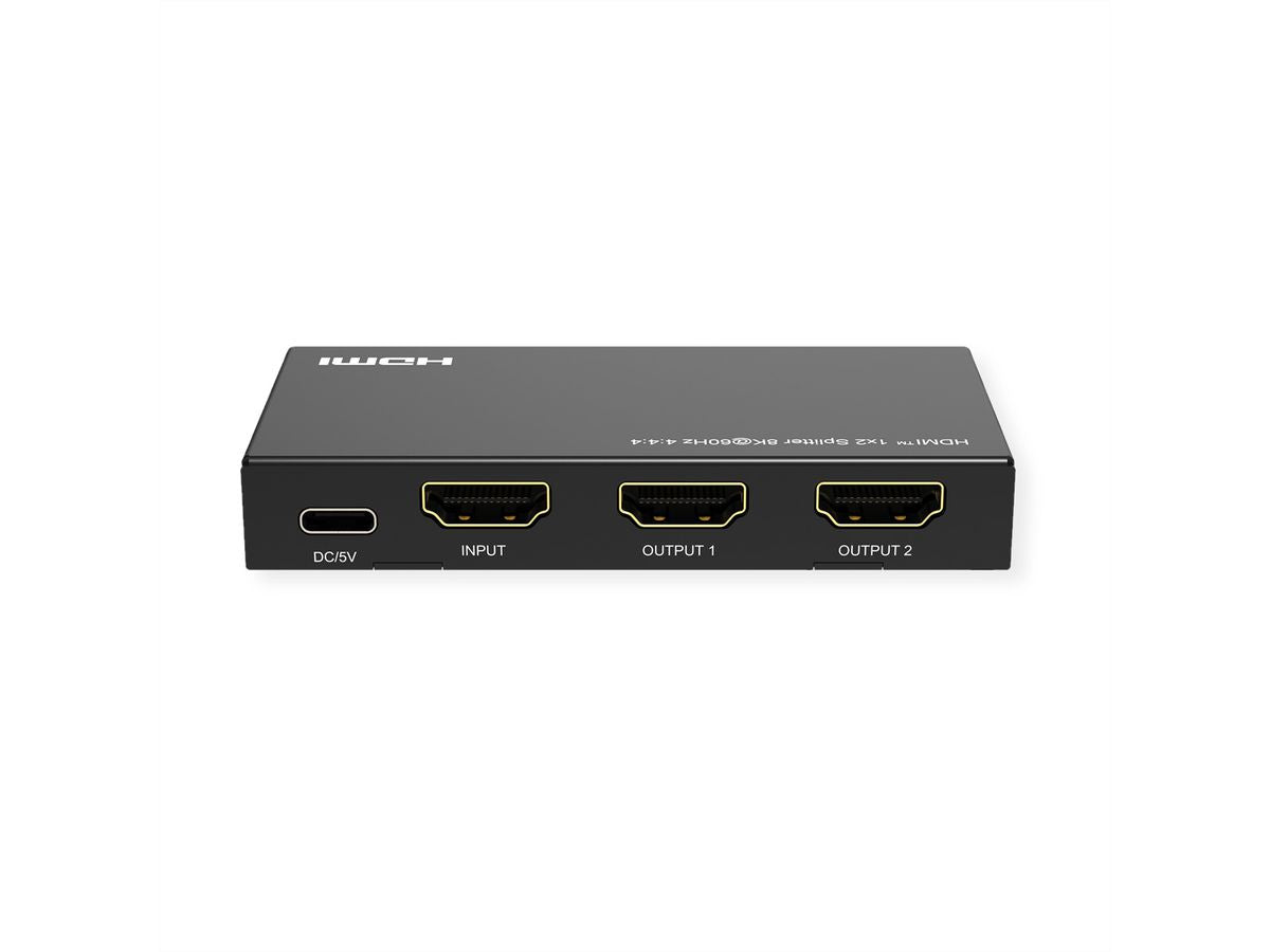 ROLINE HDMI Video-Splitter, 1× HDMI In / 2× HDMI Out, 8K@60 Hz, HDR, HDCP 2.3