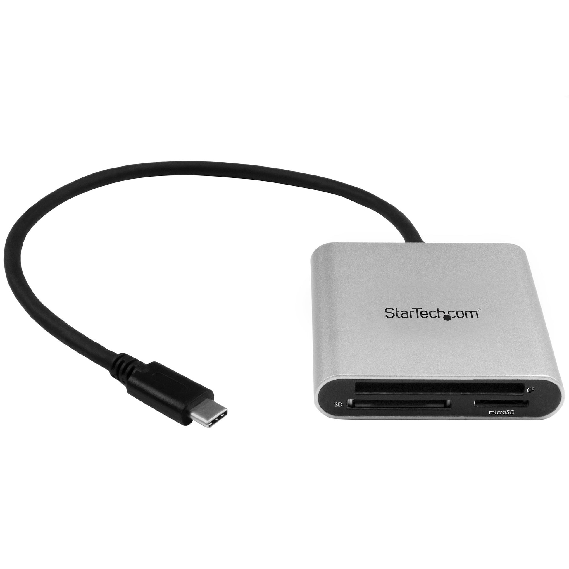 StarTech.com USB-Kartenleser USB-C – SD, microSD, CF, MMC – USB 3.2 Gen 1 (5 Gbit/s) – Schwarz/Silber