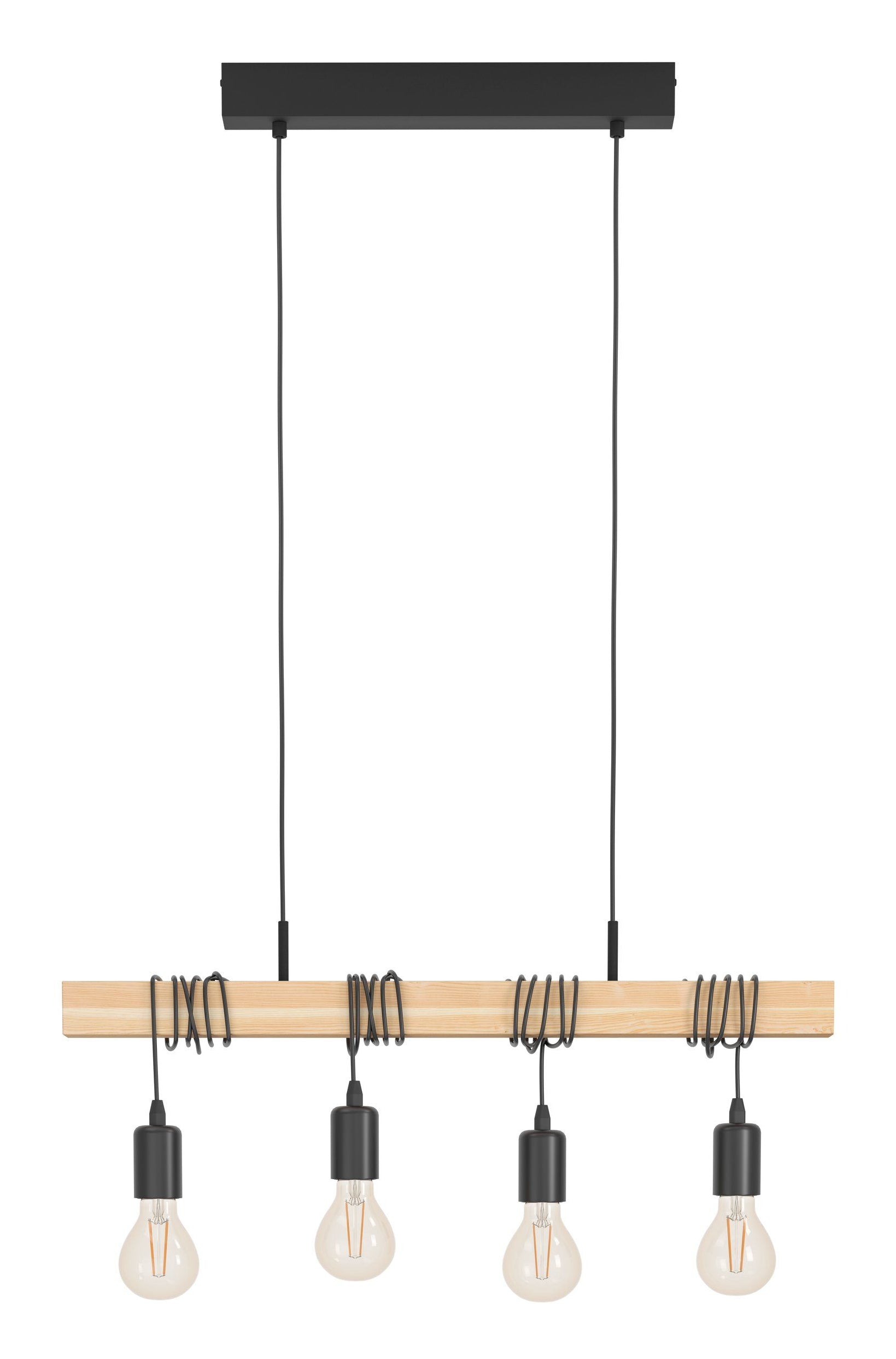 EGLO Deckenleuchte TOWNSHEND – 10,5 × 70 × 110 cm, 240 W, dimmbar, schwarz/braun, exkl. Leuchtmittel