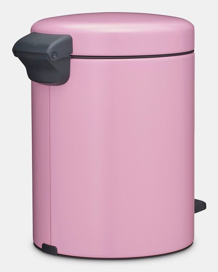 Brabantia NewIcon Treteimer – 5 l – Edelstahl, Rund – Rosa – Soft-Close, Anti-Rutsch