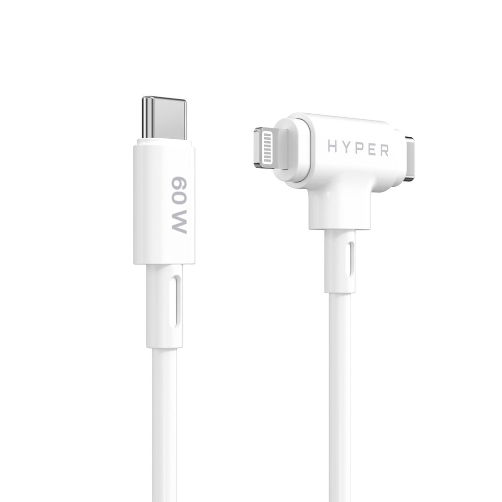 HYPER USB-C auf Lightning Kabel, 1,5 m, Weiss, Silikon, Schnellladen, MFi-zertifiziert