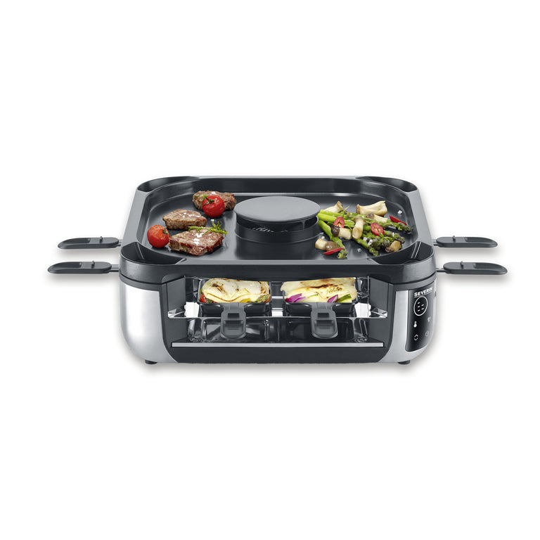 Severin Raclette-Grill RG 2379 – 8 Personen, Keramikbeschichtet, 1900 W – Schwarz/Silber