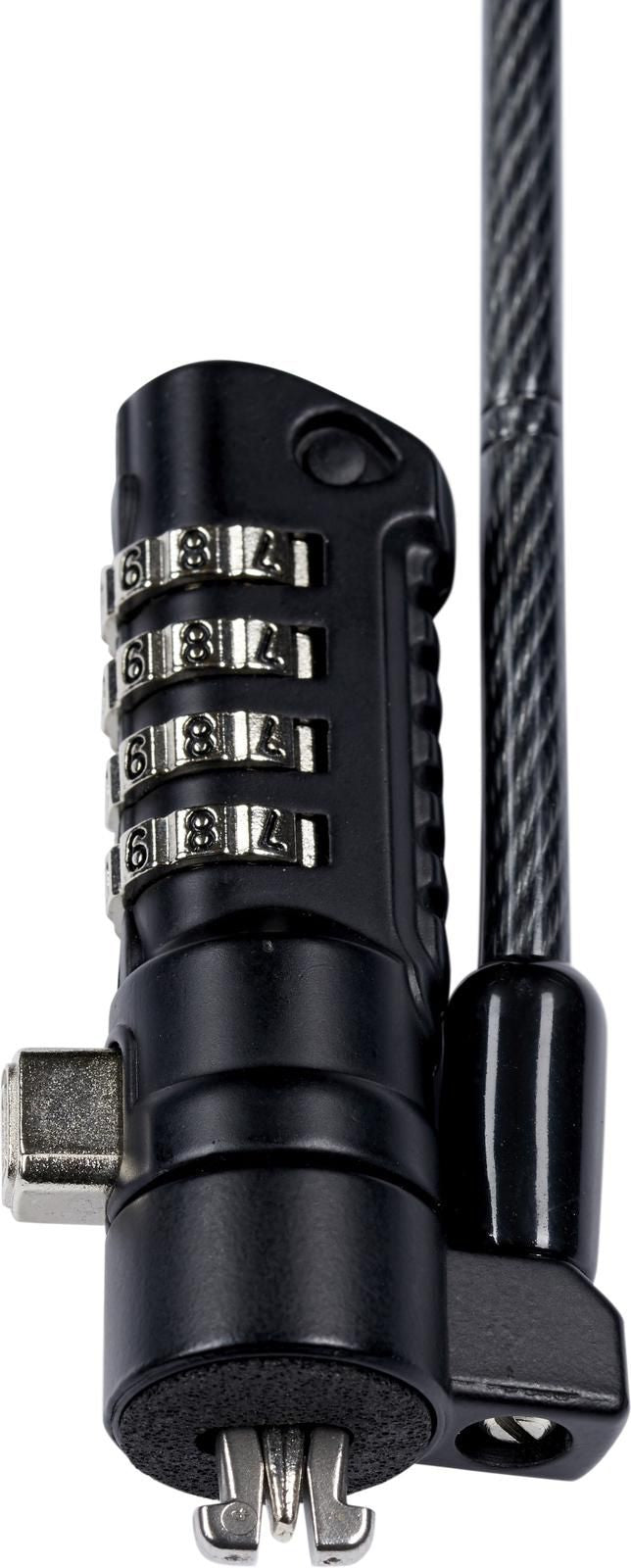 eSTUFF Kensington-Kabelschloss mit 4-Zahlen-Kombination für Monitor – Ø4,5 mm, 1,8 m – Karbonstahl/PVC, Schwarz