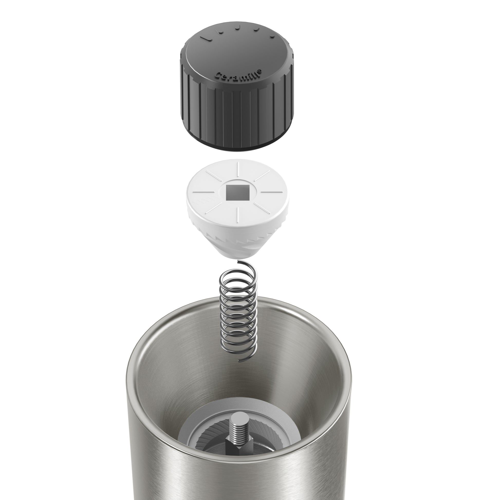WMF Ceramill – Salz-/Pfeffermühle 21,5 cm, Edelstahl 18/10/Holz/Keramik, Keramikmahlwerk, Dunkelbraun