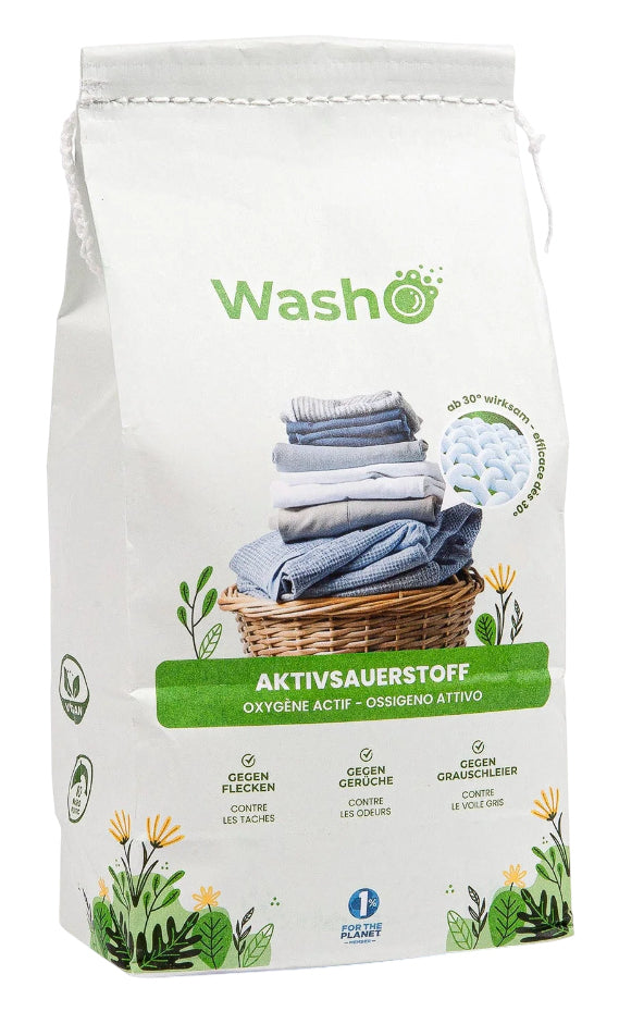 Washo Fleckentferner für Weiss – Ohne Duft – Pulver – 1 kg – Biologisch Abbaubar