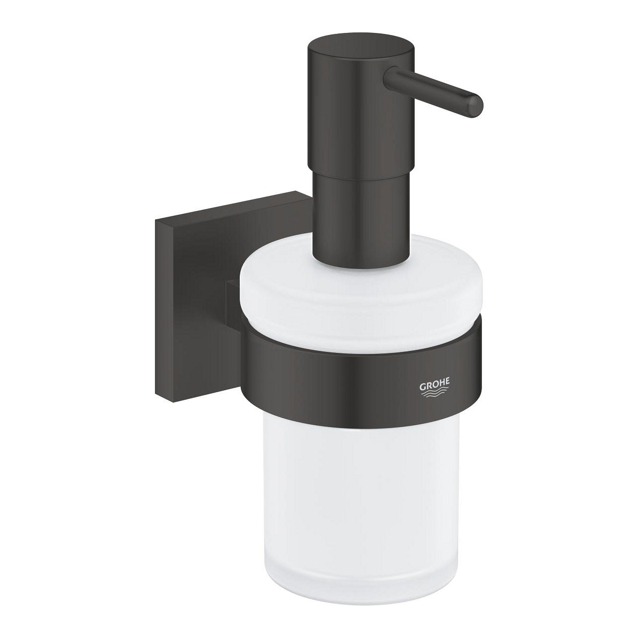 Grohe Start Cube Manueller Seifenspender – Wandmontage – 160 ml, Schwarz, Glas, Metall