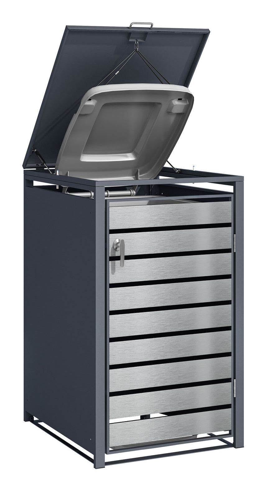 Phoenix Safe Co. Müllcontainer GB1168ASK – 68×80×116 cm – Stahl – Anthrazit/Silber – Vandalesicher, Soft-Close