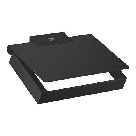 GROHE Selection Cube – Toilettenpapierhalter – Metall, schwarz, wandmontiert, mit Deckel