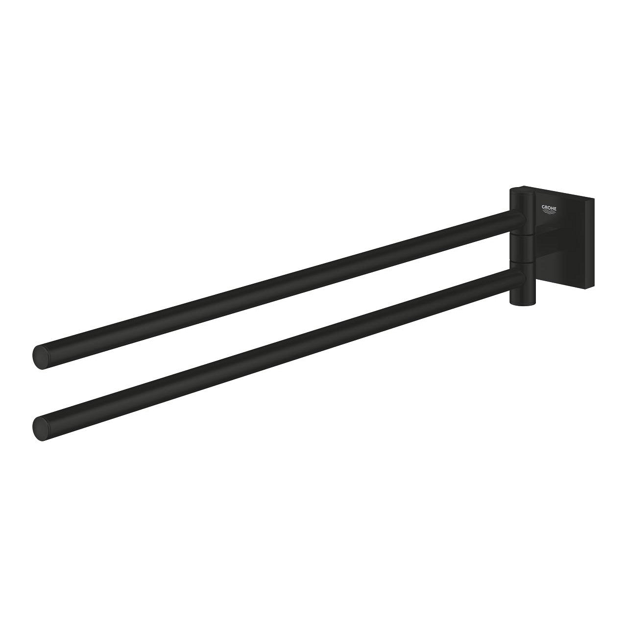 GROHE Handtuchhalter (Wand) Start Cube – Doppel, 43,8 cm, Metall, zum Schrauben, Schwarz matt