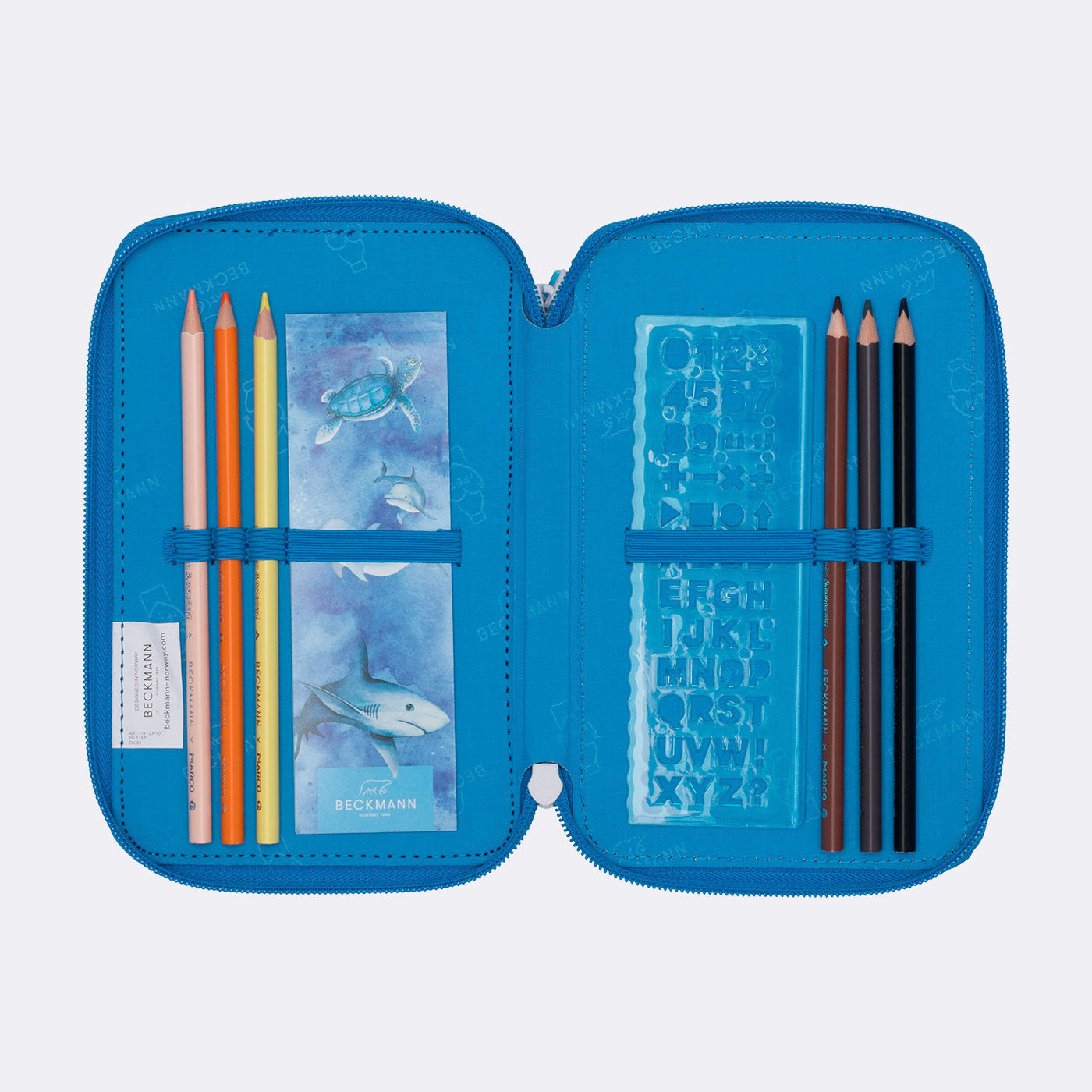 Beckmann Classic 1st Etui Triple, gefüllt – Ocean – Kunststoff – 13,0 × 20,5 × 7,0 cm