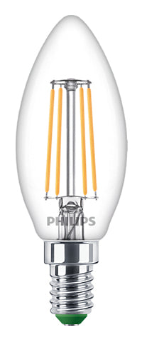 Philips LED-Leuchtmittel E14 Kerze – Warmweiss 2700 K, 485 lm, 2,3 W – 1 Stk. – Klar