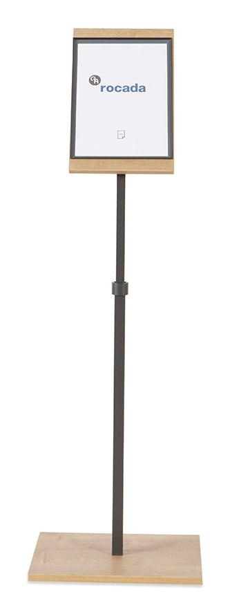 Rocada Boden-Prospektständer NAT0706 – für A3, 1 Fach, Schwarz, Melamin/Stahl, 400×300×1020 mm