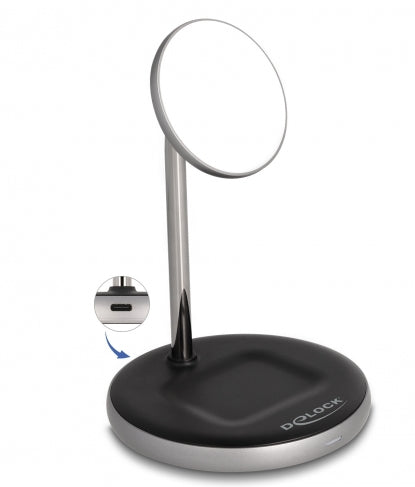 DeLOCK Qi Wireless Charger 2-in-1 – 5 W / 7,5 W / 10 W / 15 W, Schwarz, Grau, Weiss