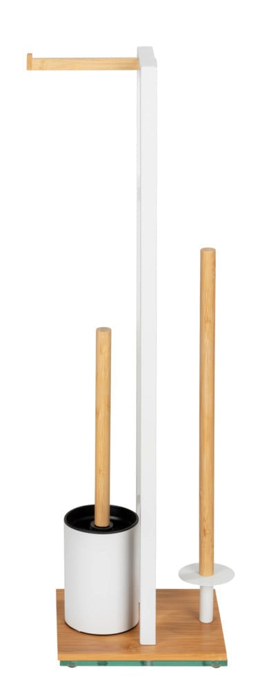 Wenko Rivalta – WC-Bürstenset – Holz, Glas, Braun, bodenstehend, H 70 cm, Ø 8 cm
