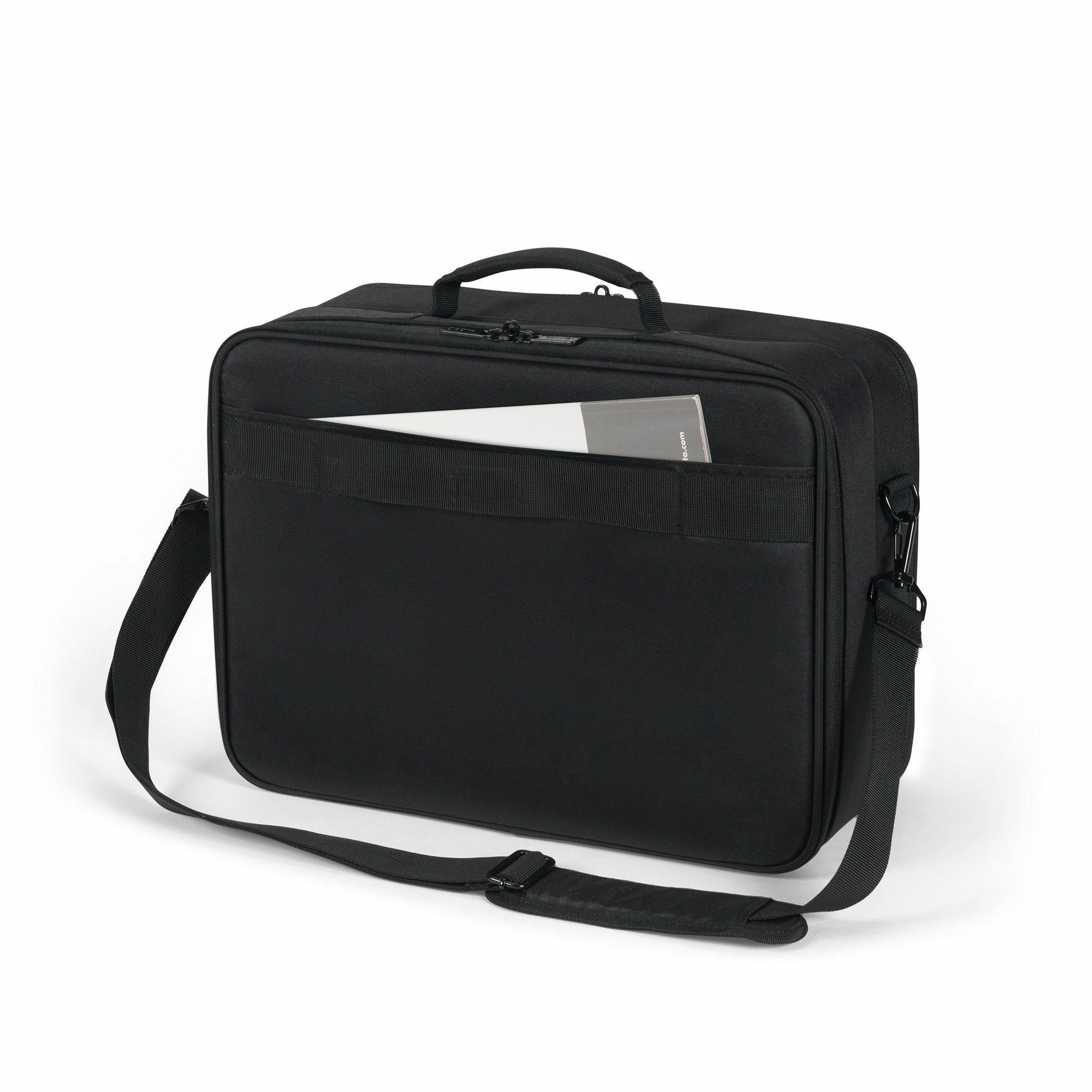 DICOTA Notebook-Tasche für bis 16" – wasserabweisend, Trolley-Haltegurt – Schwarz