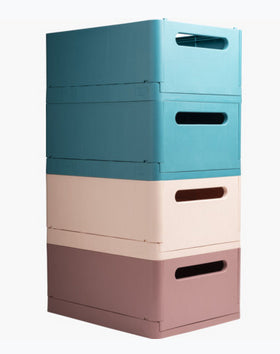 Exacompta Aufbewahrungsbox B 375 × H 163 × T 275 mm – für A4+, zusammenklappbar, mit Tragegriff, blau