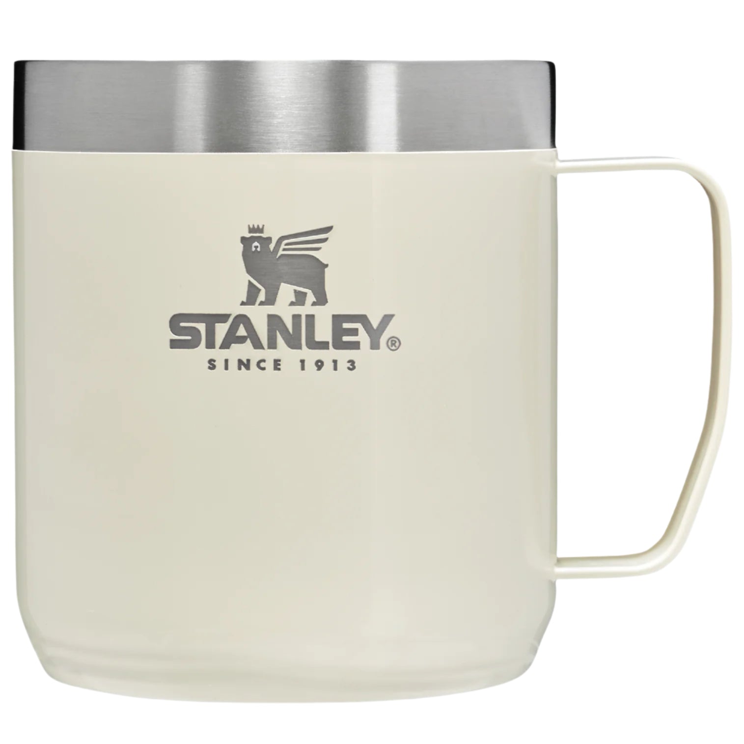 Stanley 1913 Camp Becher – 350 ml, Ø 9,9 cm, Edelstahl, Creme, mit Deckel, doppelwandig, spülmaschinenfest