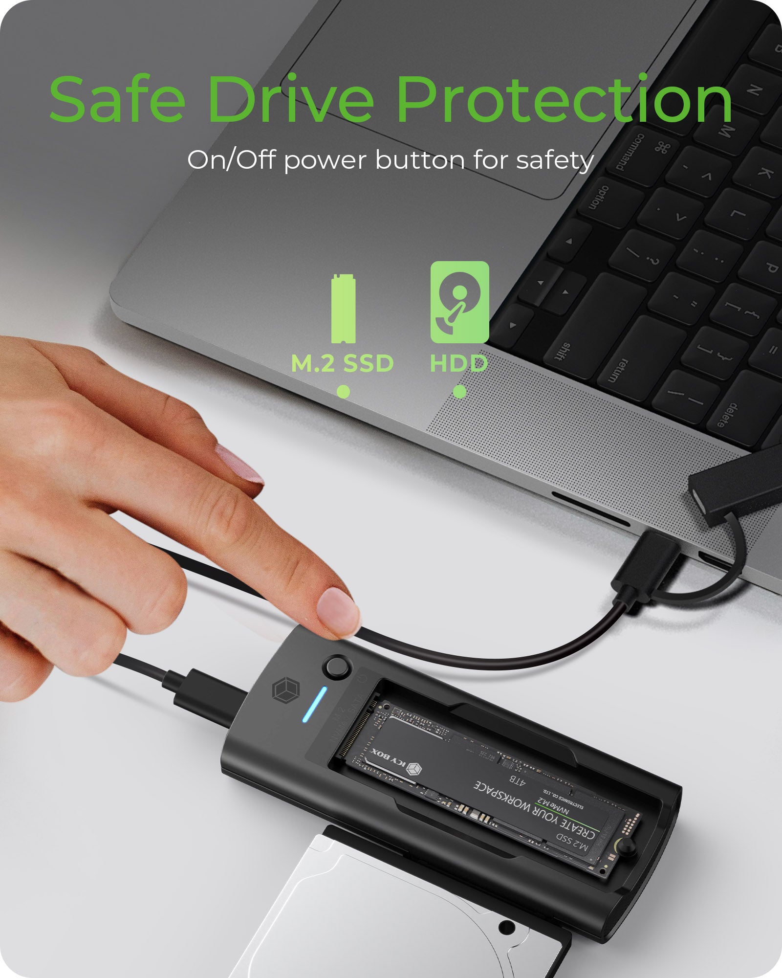 ICY BOX IB-180MS-C31 Dockingstation – USB-C, 10 Gbit/s, für Windows/Mac/Linux