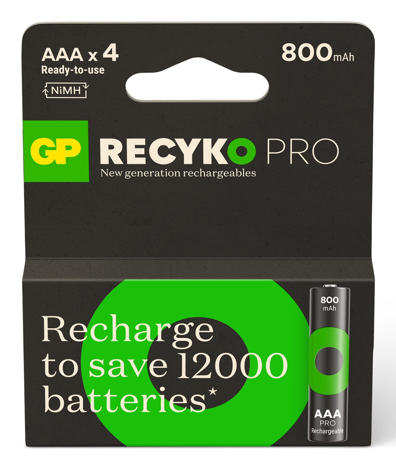 GP Batteries AAA Akkus, NiMH, 800 mAh, 1,2 V – 4 Stk.