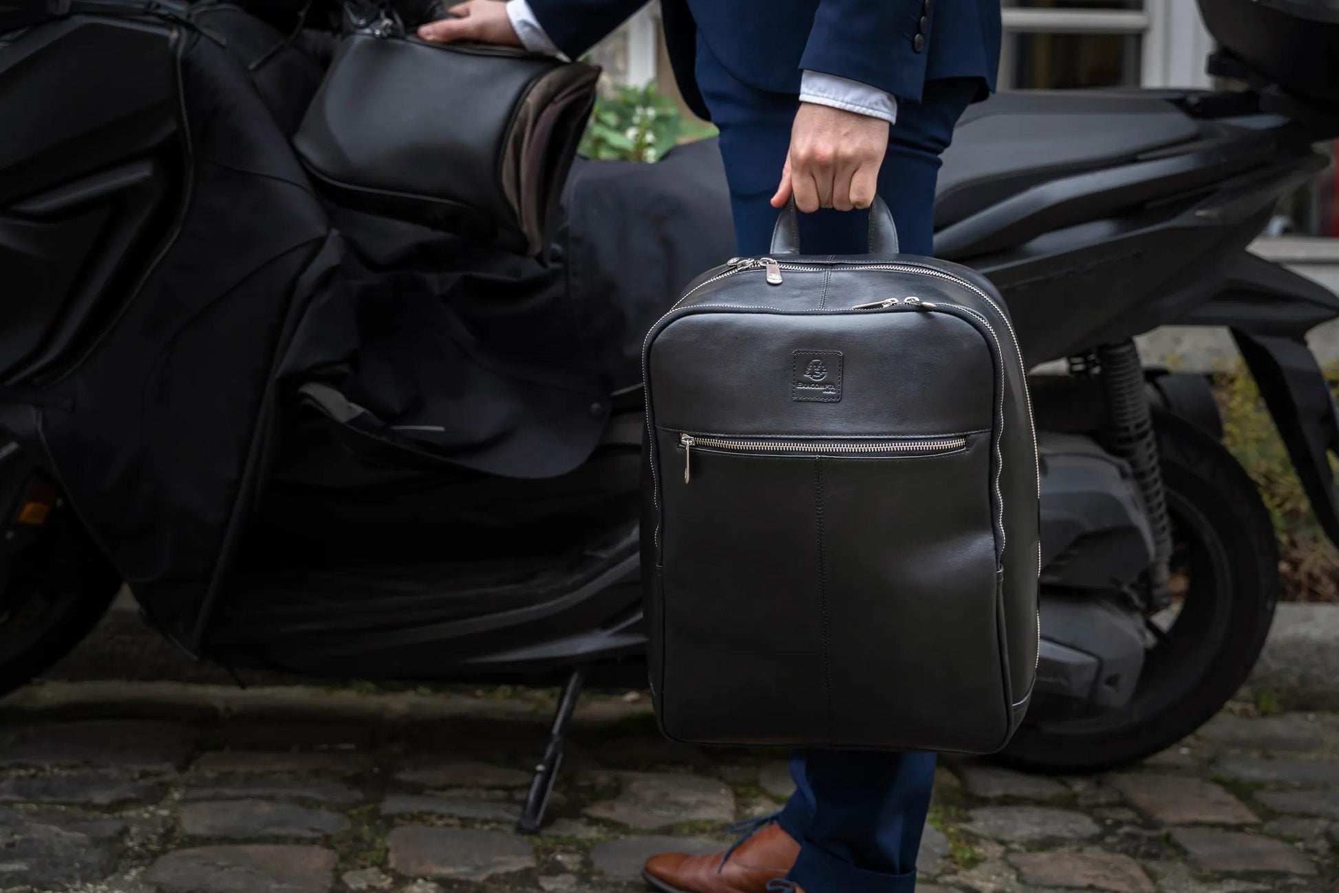Exacompta Notebook-Rucksack bis 15,6" – Leder, wasserabweisend – Schwarz