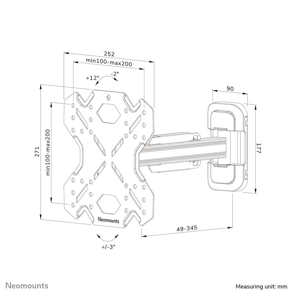 Neomounts Wandhalterung – Vollbeweglich – 32–55" – VESA 100×100–200×200 – bis 40 kg – WL40S-840BL12, Schwarz